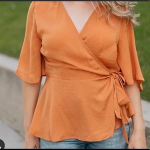 Satin Rust Orange Blouse
